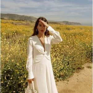 Equipment Faun White Crepe Long Sleeve Dress SZ 0